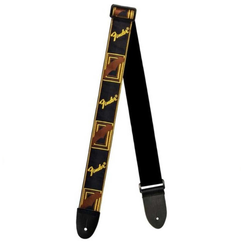 Fender 2" Monogrammed Black/Yellow/Brown Strap