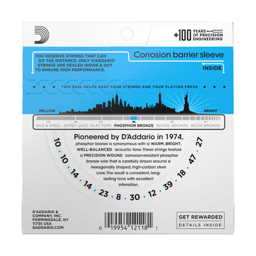D'Addario EJ38 Phosphor Bronze Regular Light 12-String 10-47