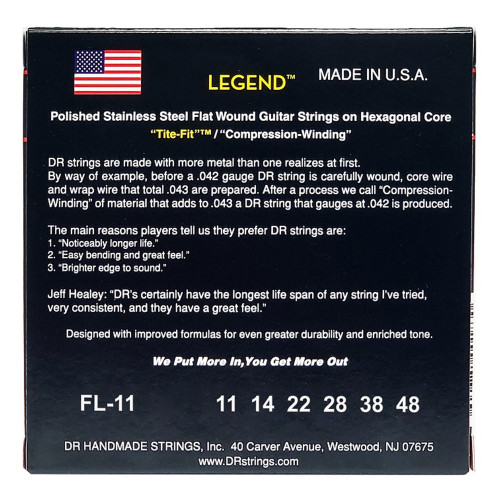 DR Strings Legend Flatwound Electric - Medium Light (11-48)