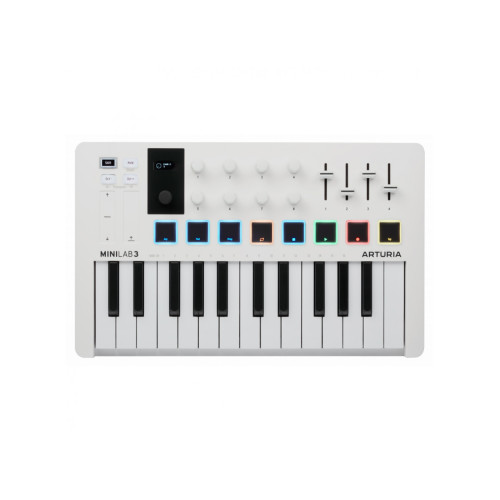 Изображение MIDI клавиатуры Arturia MiniLab 3 White – View-1 | Leader Promusic